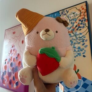 Cute Ice Cream Bear Plush with Strawberry